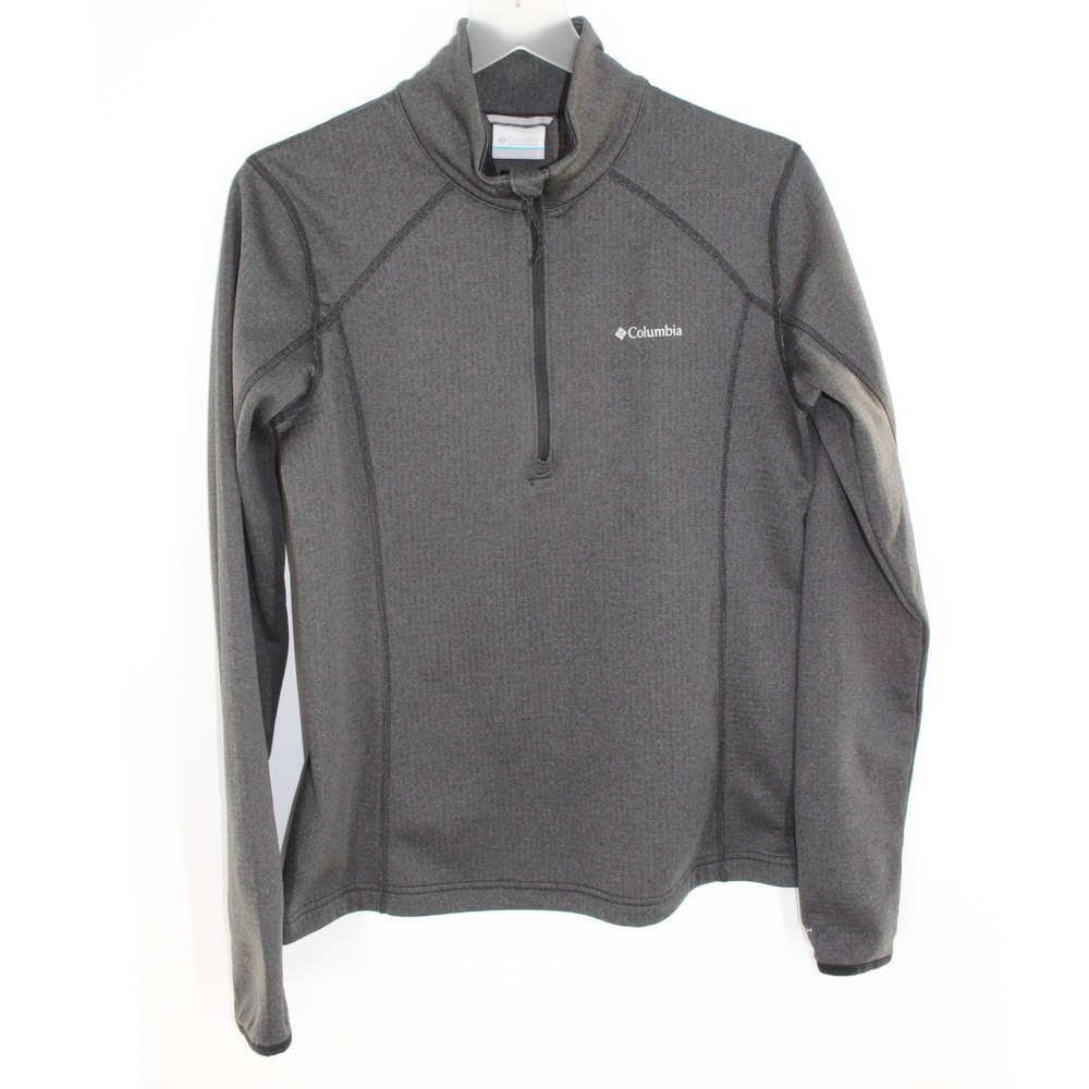 Columbia Full Zip Fleece Jacket Grid Textured Interior Small Charcoal Grey